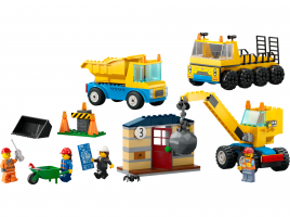 Конструктор  Лего Сити (Lego City) 60391 Строительные машины и кран с шаром для сноса